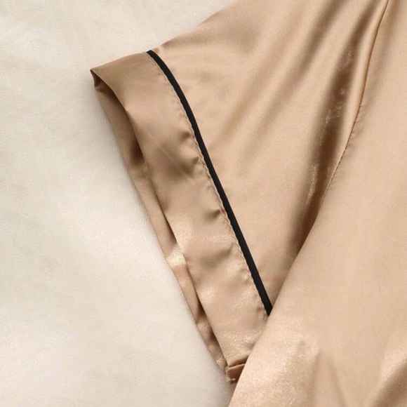 Women's Satin Pajama Set - Gold Size 12 XL - Picture 4 of 8